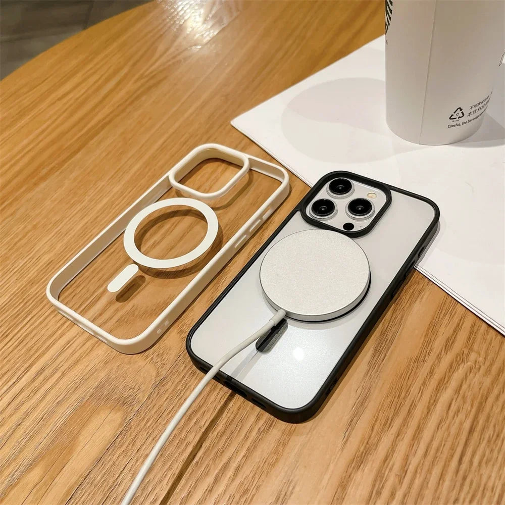 Coque ColorClear MagSafe – Design Transparent et Bordure Colorée pour iPhone